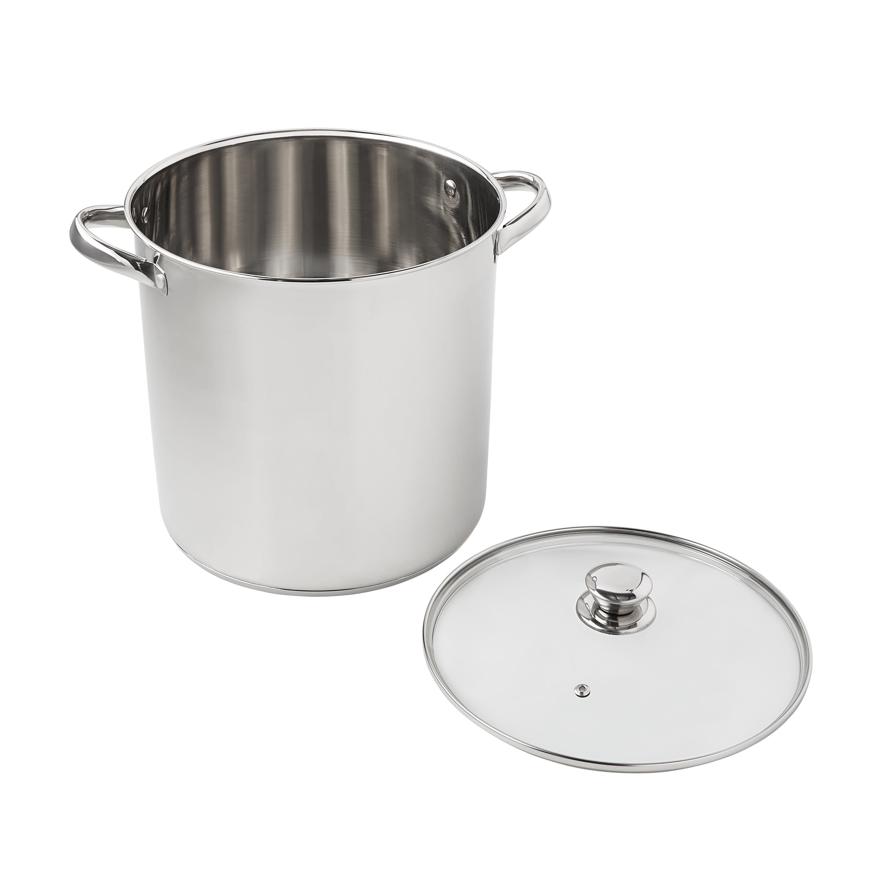 Mainstays Stainless Steel 12-Quart Stock Pot with Glass Lid, Size: 12 qt