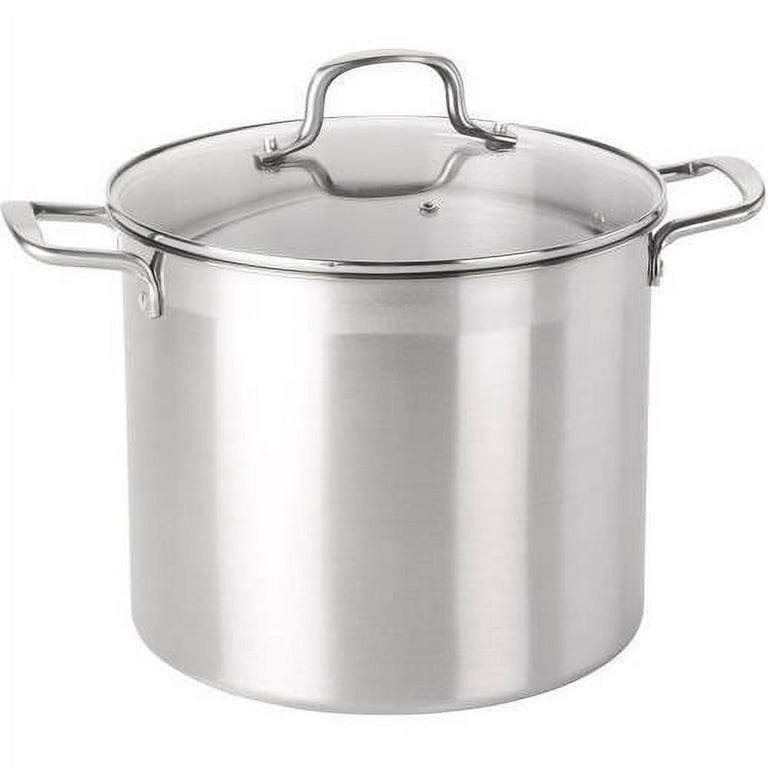 Mainstays Stainless Steel 12-Quart Stock Pot with Glass Lid, Size: 12 qt