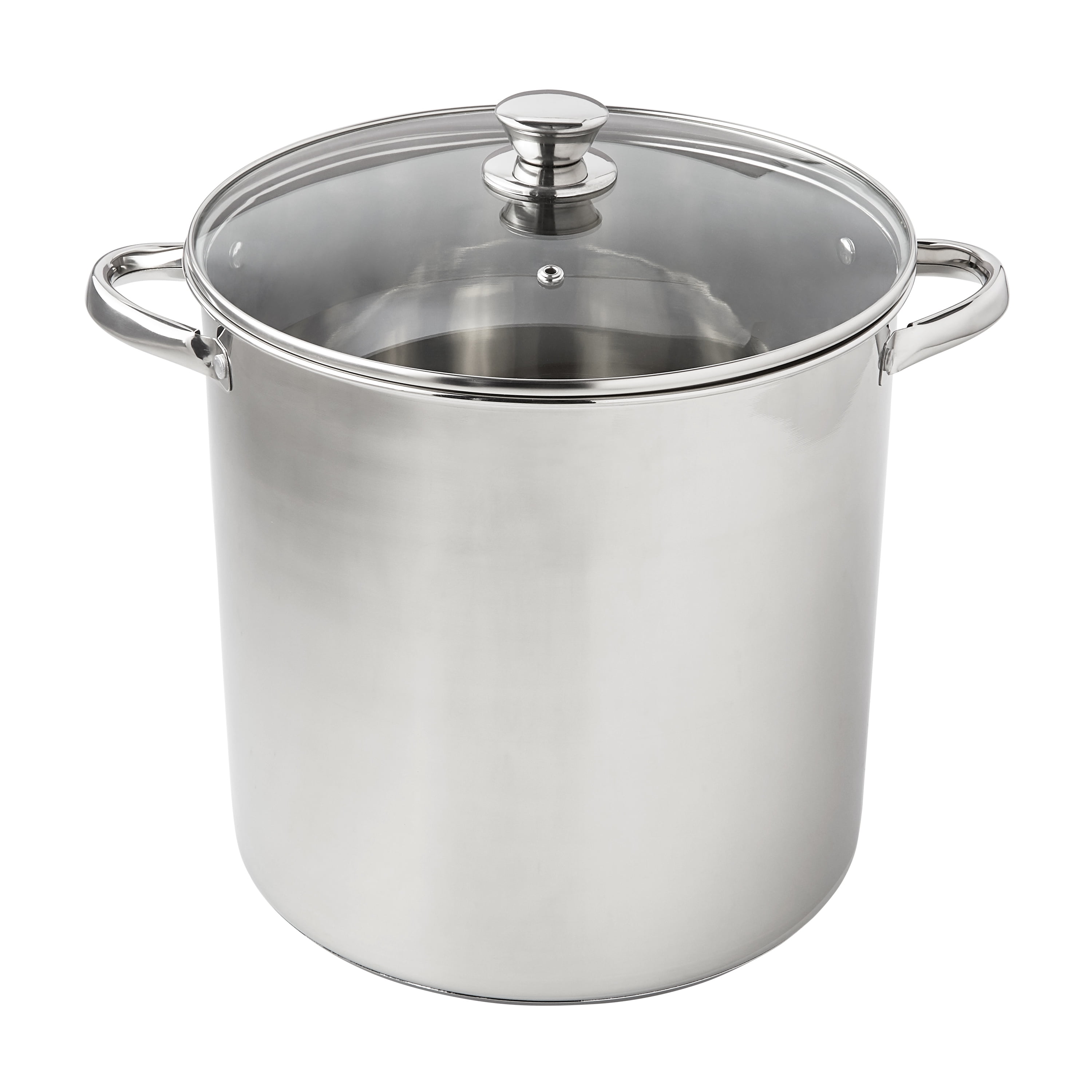 Mainstays Stainless Steel 16-Quart Stock Pot with Glass Lid - Walmart.com
