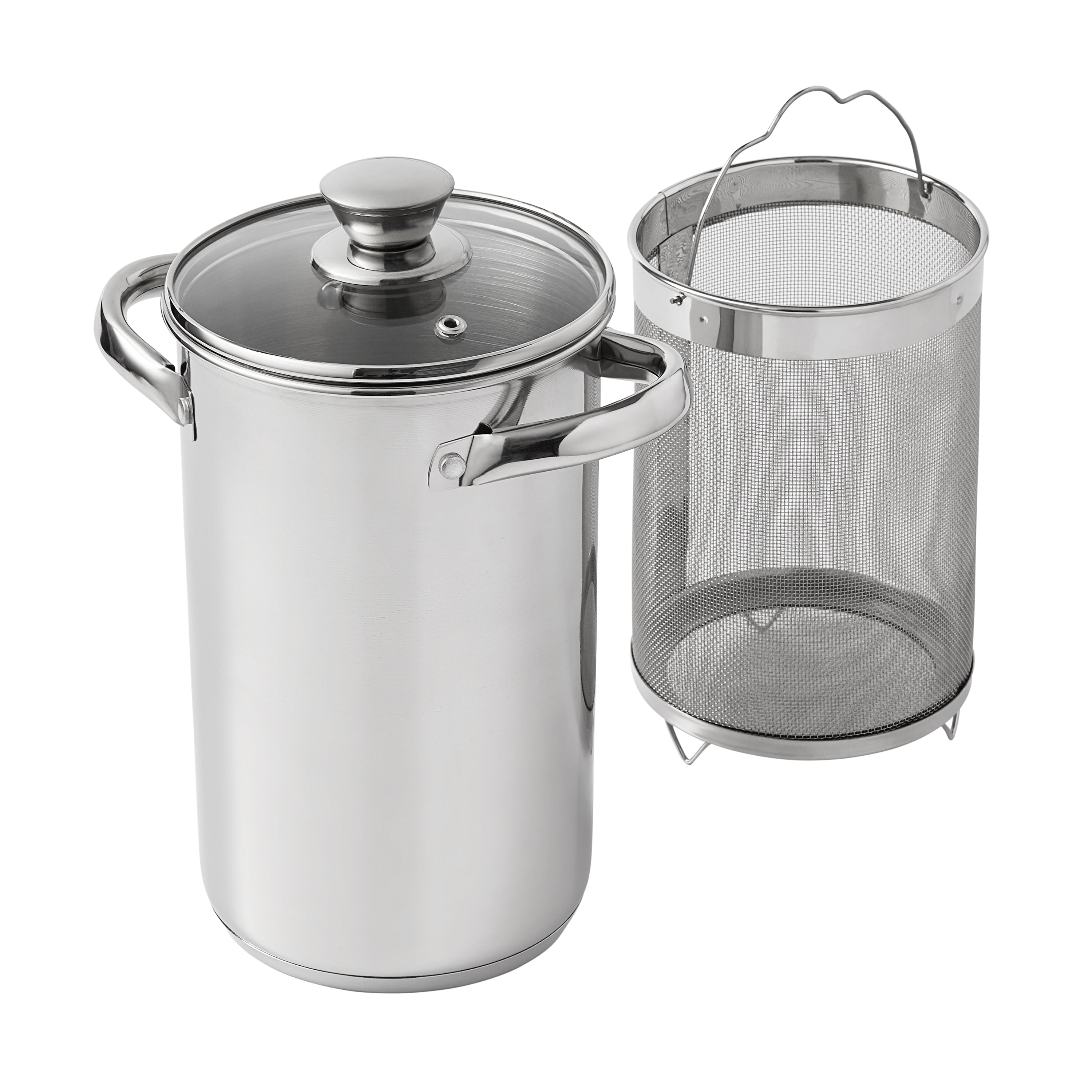Carrying Steamer Pot Stainless Steel Cookware Portable Multipurpose Large Stock Pots Steaming Pot for Food, Pasta, Tamales Veggies Dumpling 22cm Combo