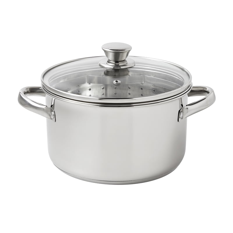 $17.97 FS Walmart+ or Pick up Mainstays Stainless Steel 4-Quart Steamer Pot with Glass Lid, Induction Compatible, Dishwasher Safe
