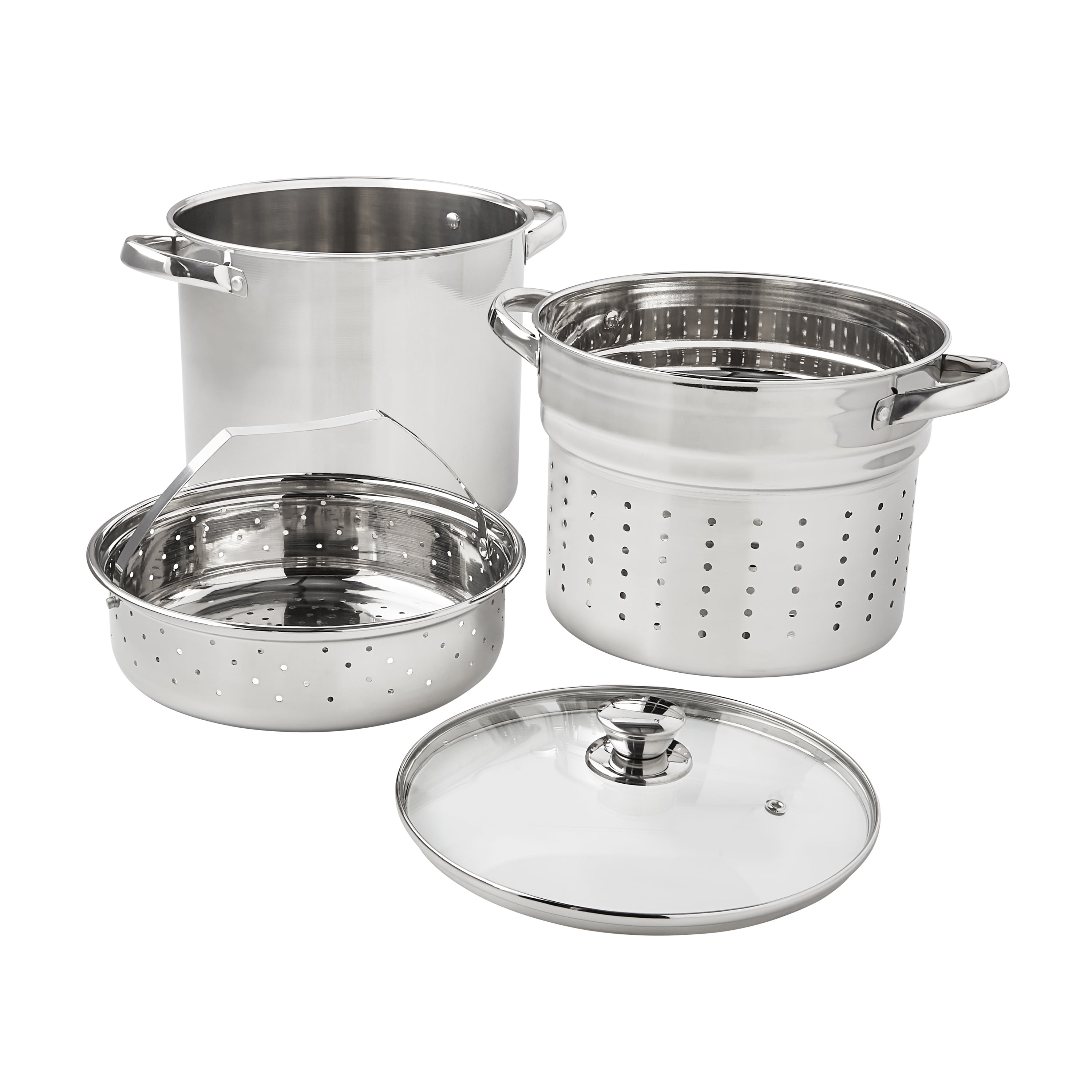 Cook N Home Pasta Pot with Strainer Lid 8-Quart, Stainless Steel Pasta  Cooker Steamer Multipots, 4-Piece 