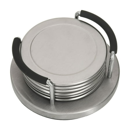 Mainstays Stainless Steel Coaster Set and Holder