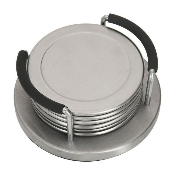 Mainstays Stainless Steel Coaster Set and Holder