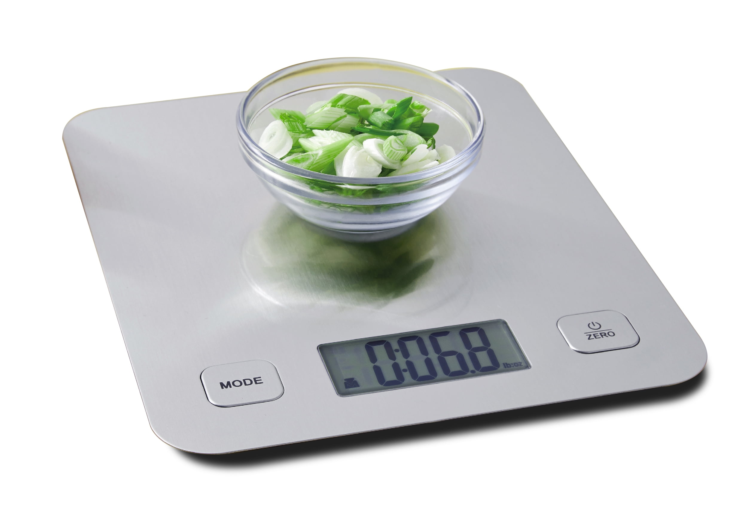 Mainstays Stainless Steel Digital Kitchen Scale, Silver 