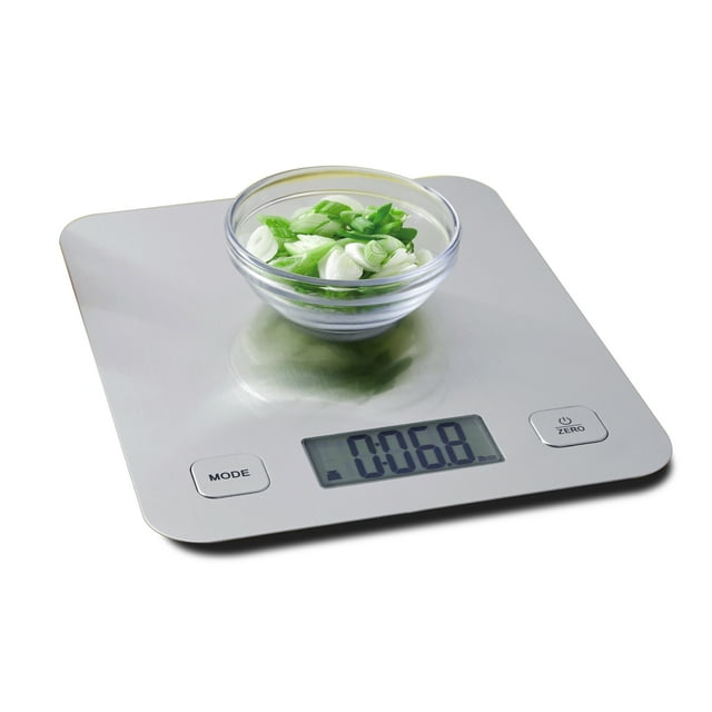Mainstays Stainless Steel Digital Kitchen Scale and Food Scale, LCD