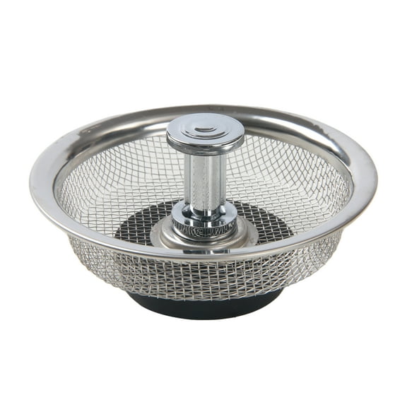 Mainstays Stainless Steel Mesh Sink Strainer with Rubber Stopper Silver