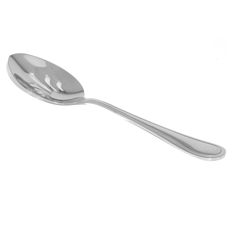 Solid Buffet Spoon, Solid Serving Spoon - Stainless Steel with Black Plastic Handle - 11 inch - 1ct Box - Met Lux, Silver