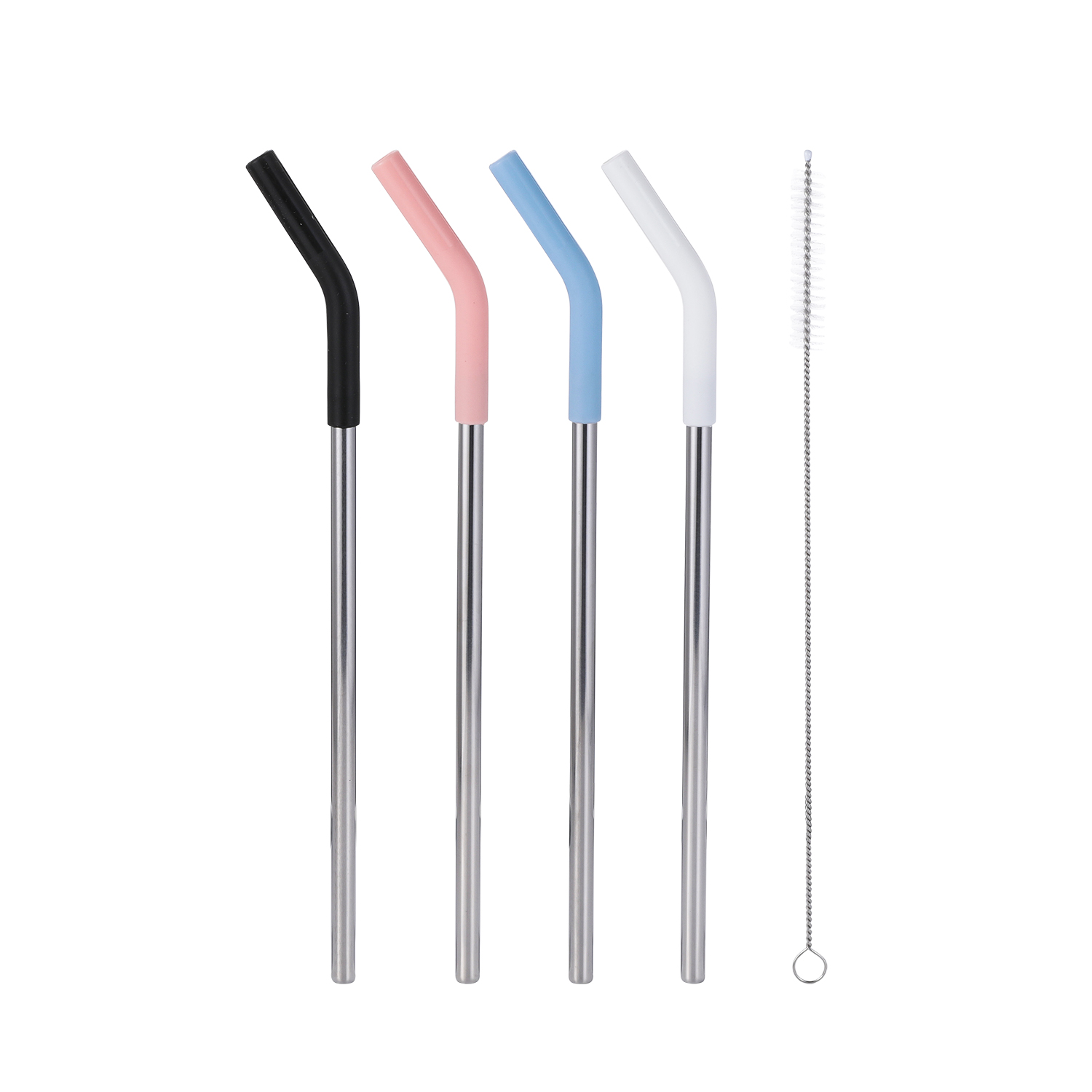 Mainstays Stainless Steel Straw Set，White，Black，Pink, Blue - image 1 of 7