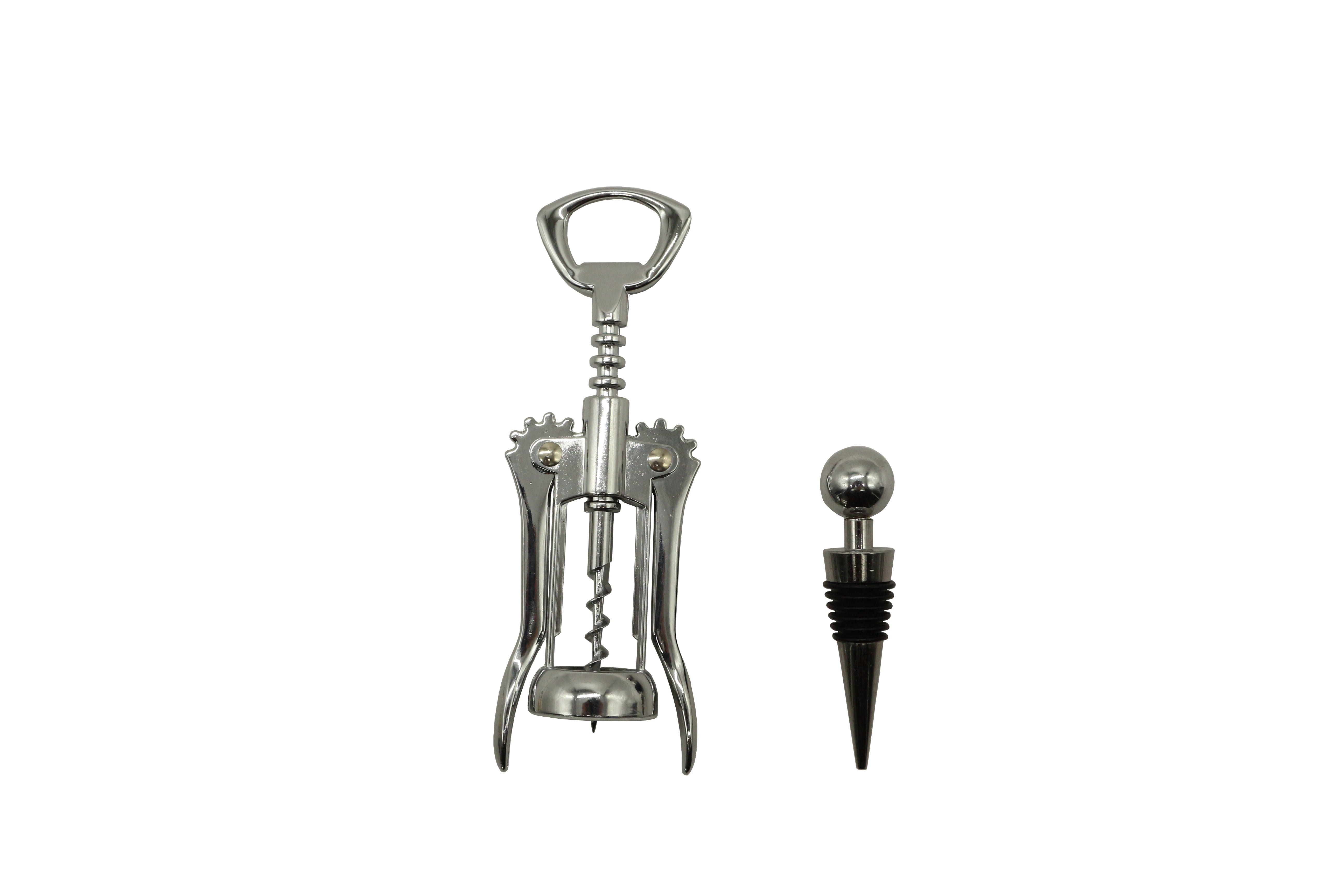 Mainstays Stainless Steel Wing Corkscrew and Wine Stopper Set, Silver