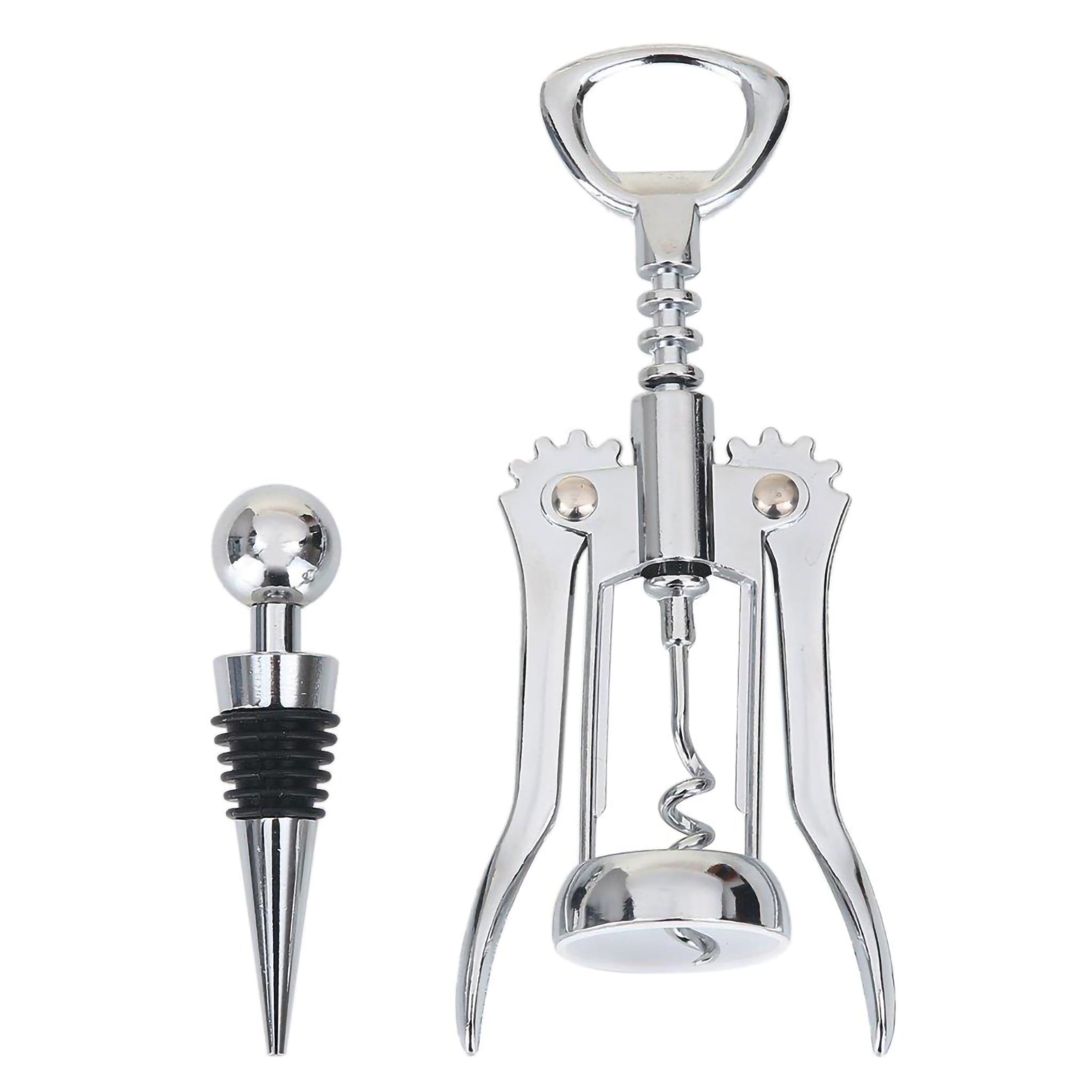 Mainstays Stainless Steel Wing Corkscrew and Wine Stopper Set, Silver