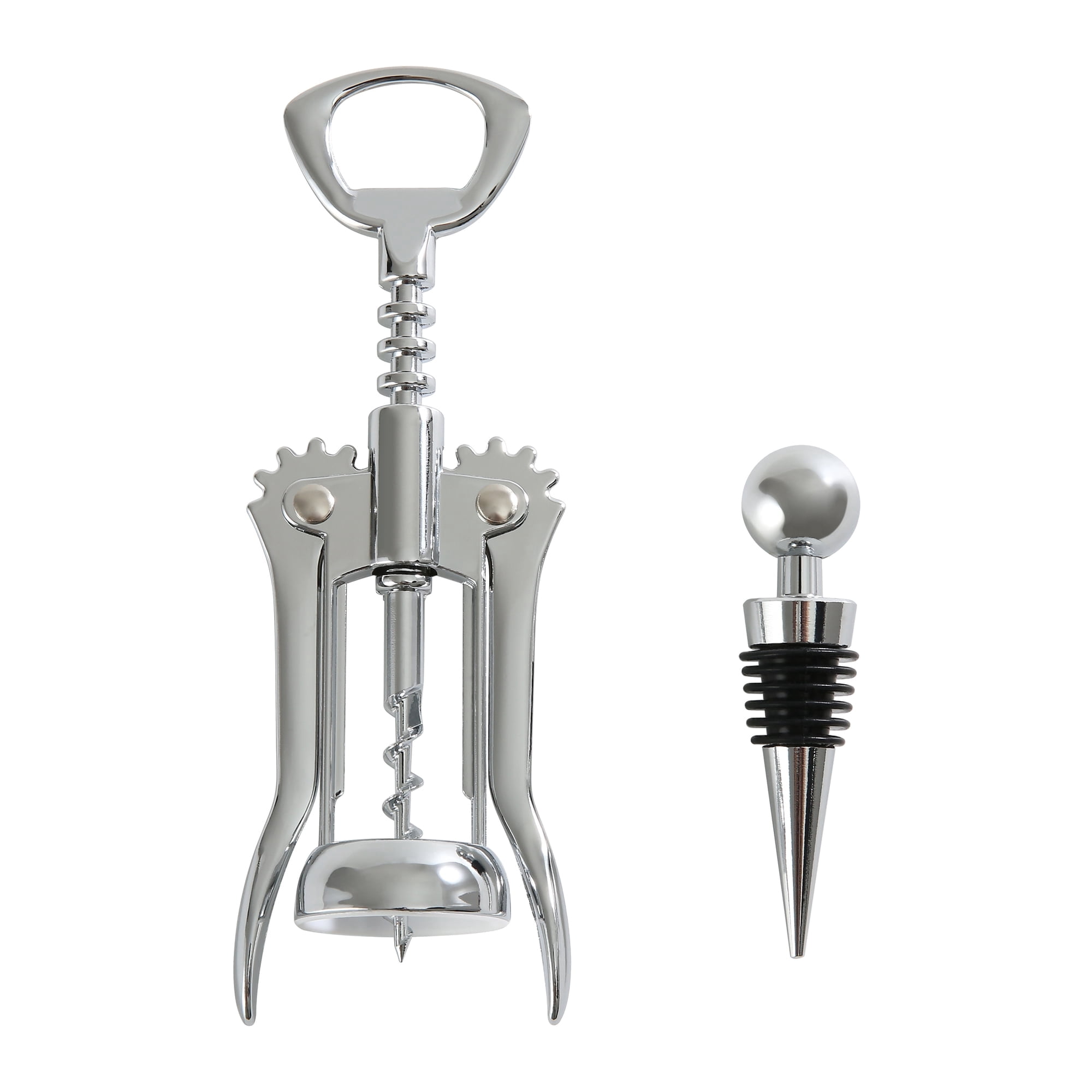 Mainstay Stainless Steel Wing Corkscrew Bottle Opener & Wine Stopper Set