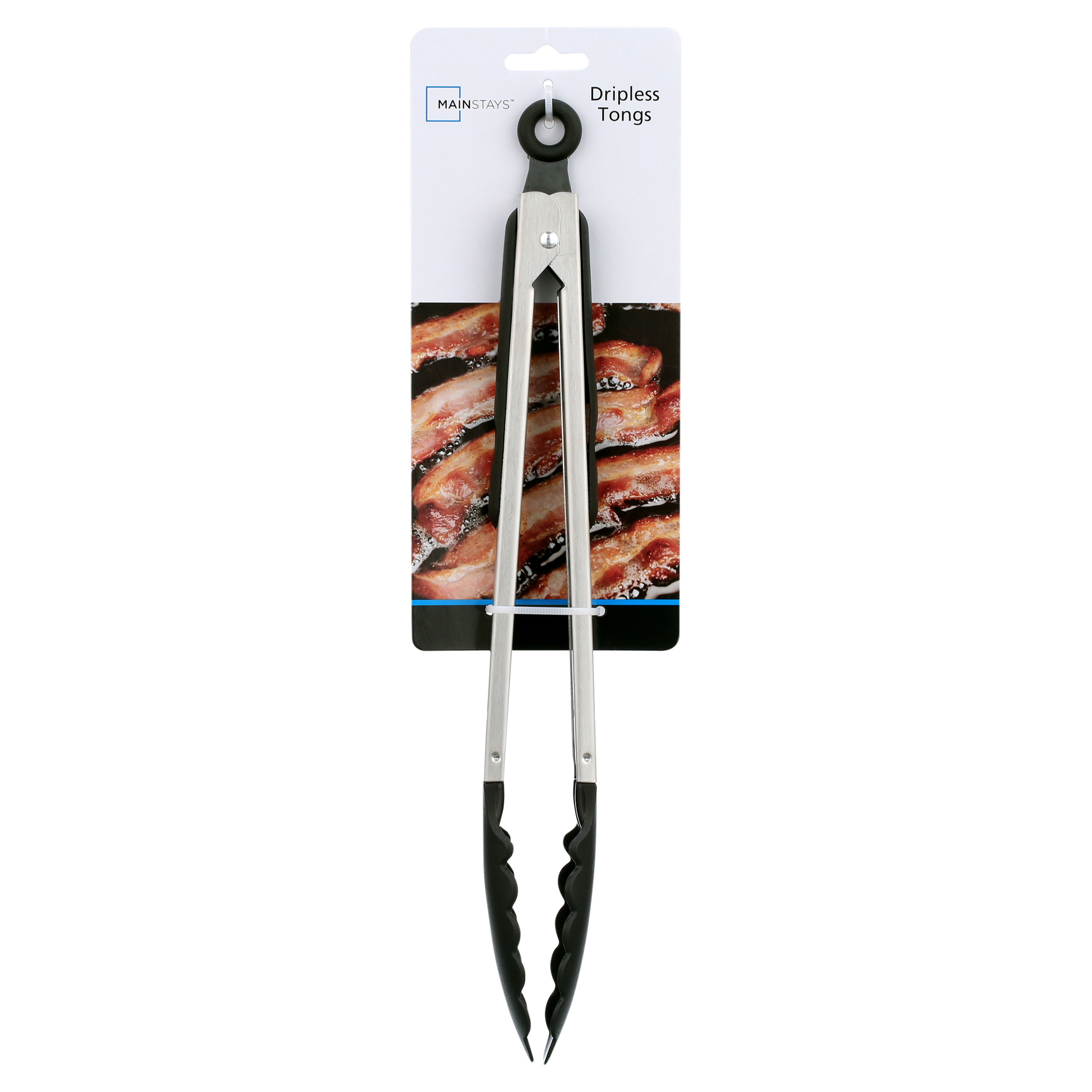 Mainstays Stainless Steel and Black Dripless Tongs - image 1 of 7