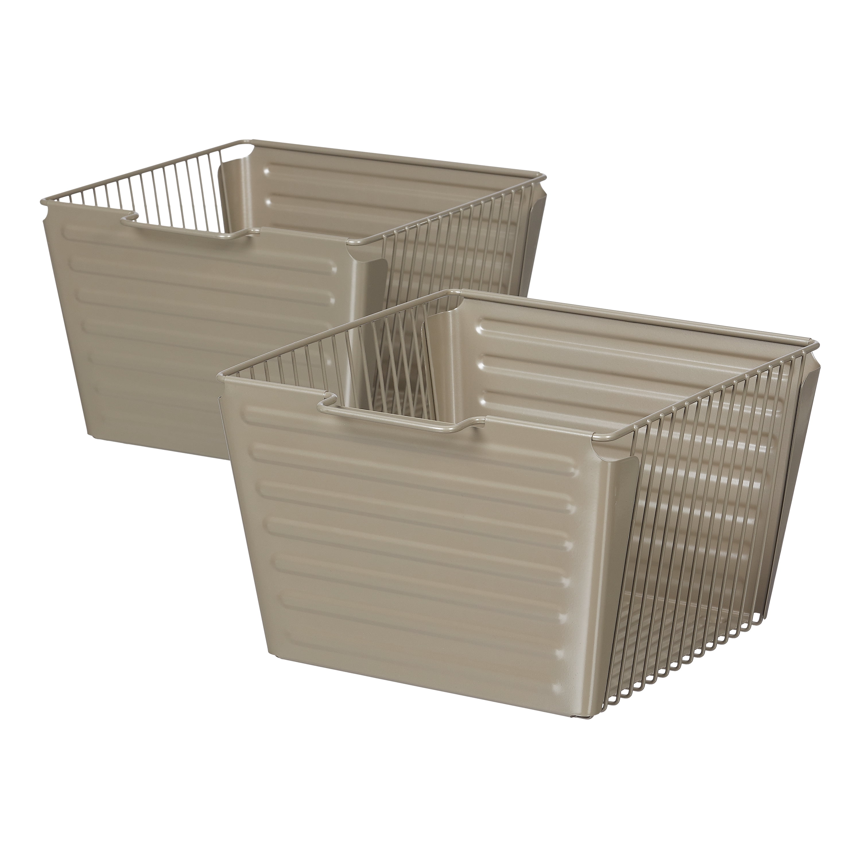 SANNO 14 Large Stacking Wire Baskets Organizer Matel Storage Basket  Organization Pantry Cabinet Metal Bin for Kitchen Counter Bathroom Shelves