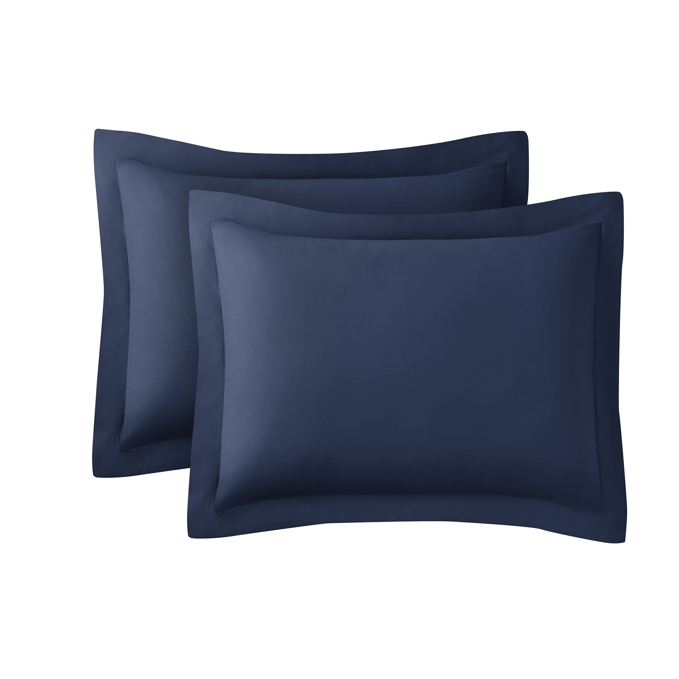 Mainstays Standard Microfiber Pillow Shams, Navy Blue, 2 Pack