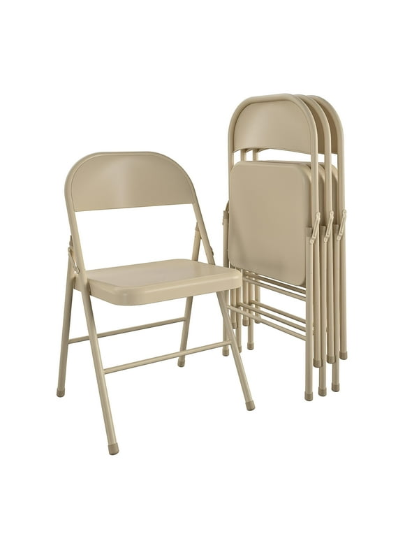 Mainstays Steel Folding Chair (4 Pack), Beige