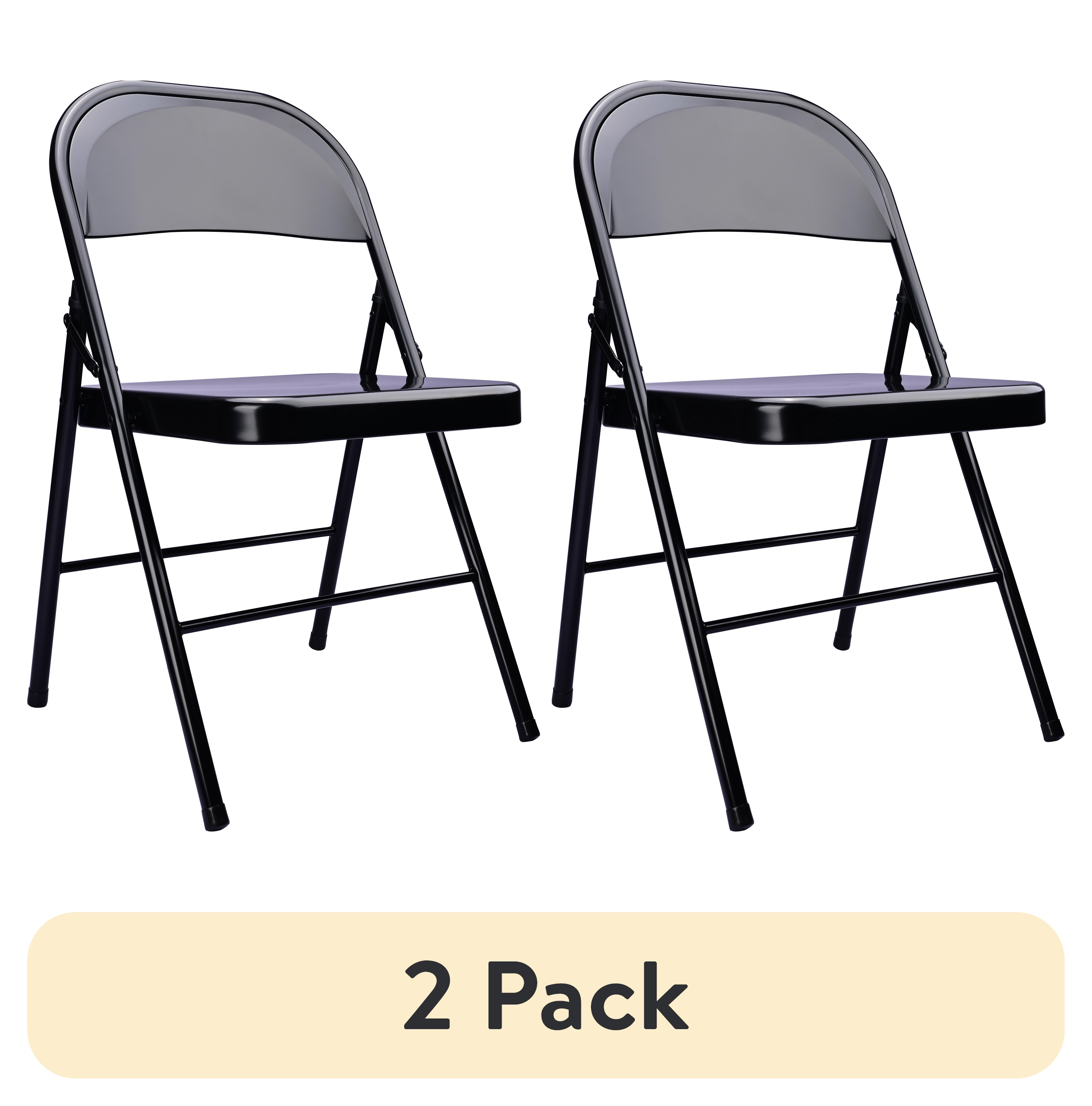 (2 pack) Mainstays Steel Folding Chair, Indoor,Teens and Adult, Black