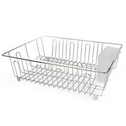 Mainstays Stainless Steel Kitchen Dish Drying Rack and Drainer, Rust-Resistant Countertop Dish Rack Organizer for Plates, Bowls, Cups and Utensils