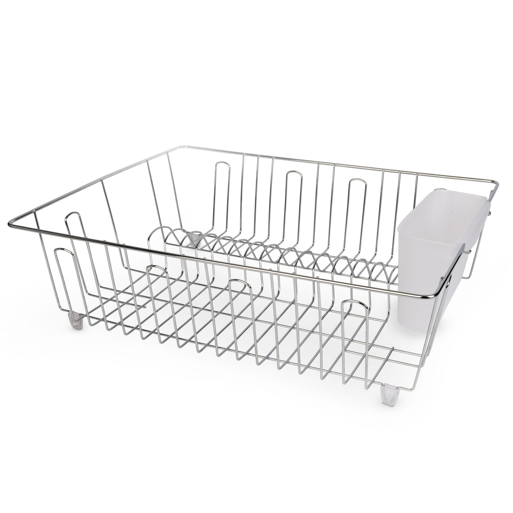 Mainstays Stainless Steel Kitchen Dish Drying Rack and Drainer, Rust-Resistant Countertop Dish Rack Organizer for Plates, Bowls, Cups and Utensils