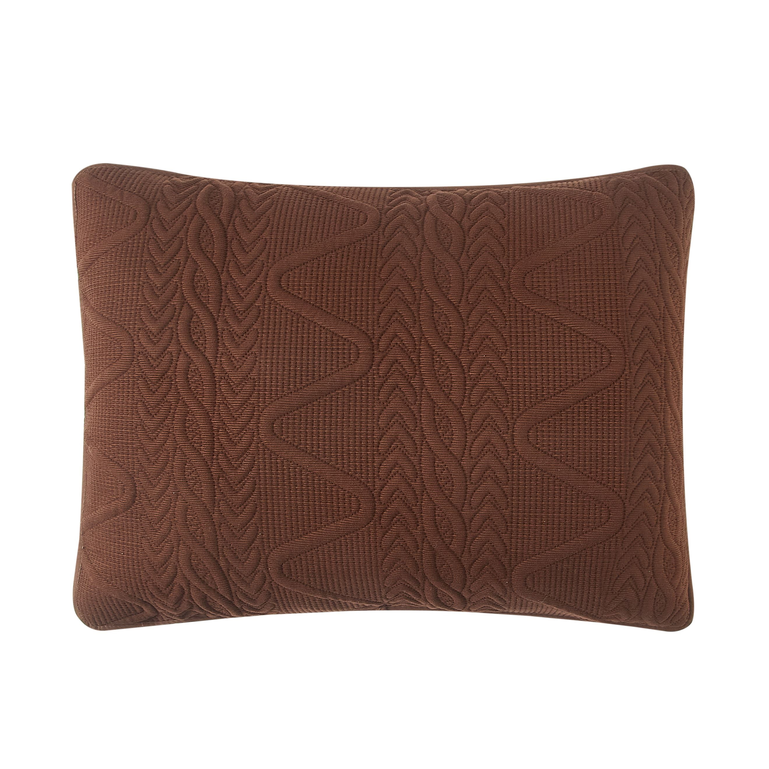 Mainstays Stitched Corded Pillow Sham, Caffeine Brown, King, 1 Pack