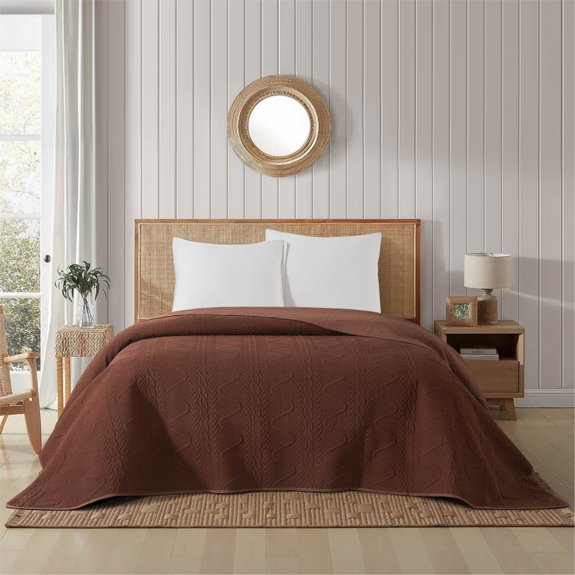 Mainstays Corded Quilt Stitched Polyester Quilted Full/Queen - Breathable, Hypoallergenic, Antimicrobial