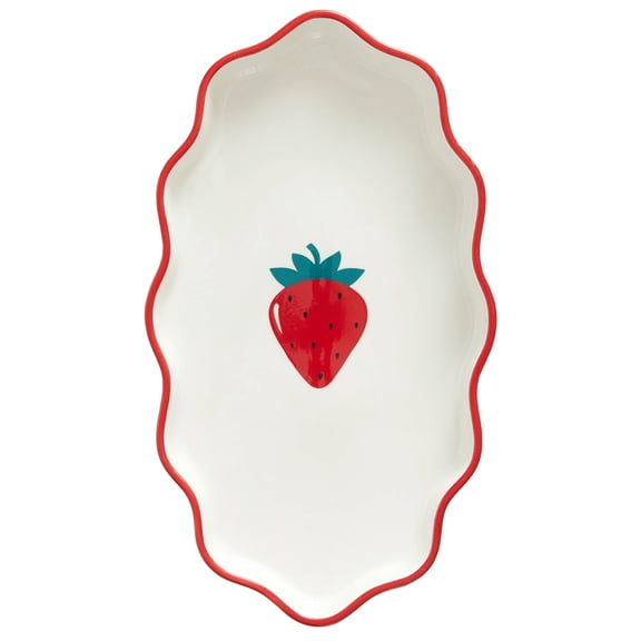 Mainstays Strawberry Scalloped Ceramic Trinket Tray