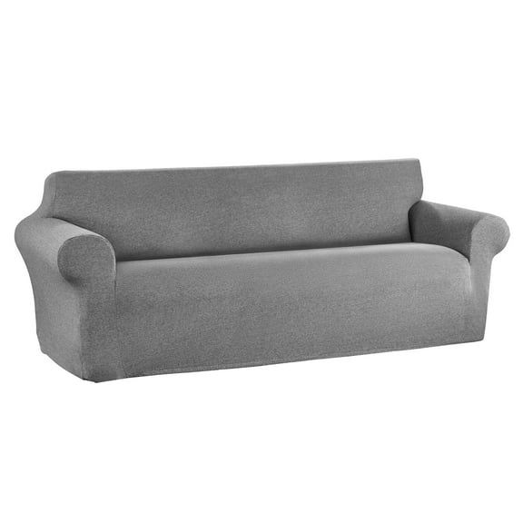 Mainstays Stretch-to-Fit Fabric Sofa Slipcover, 1-Piece, Charcoal Gray