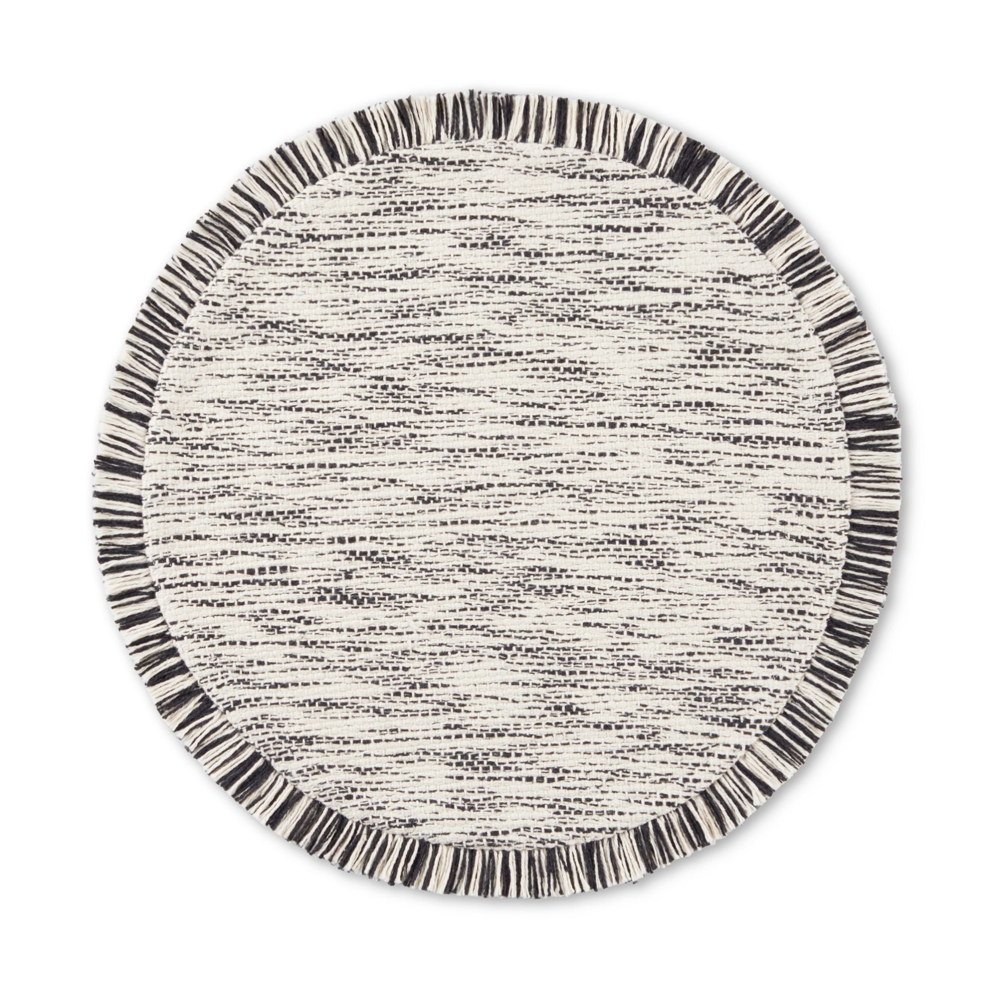 Mainstays Stripe Fringe Placemat, Black, 17 in Round, 1 Piece