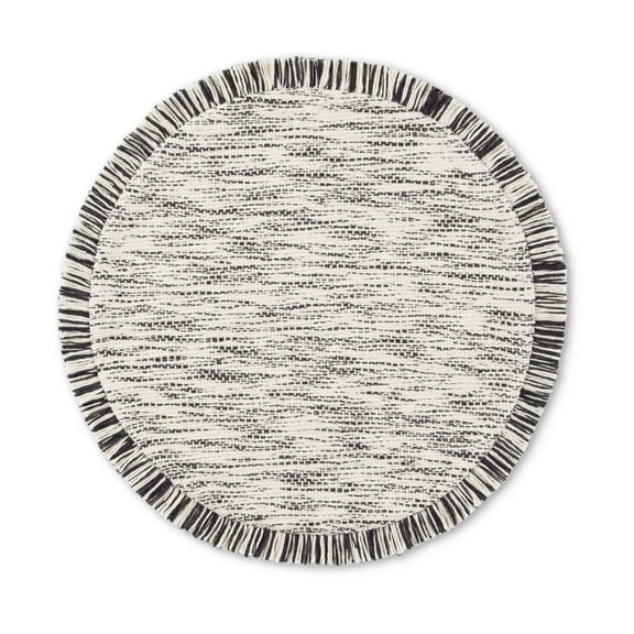 Mainstays Stripe Fringe Fabric Placemat, Black, 17" Round, 1 Piece