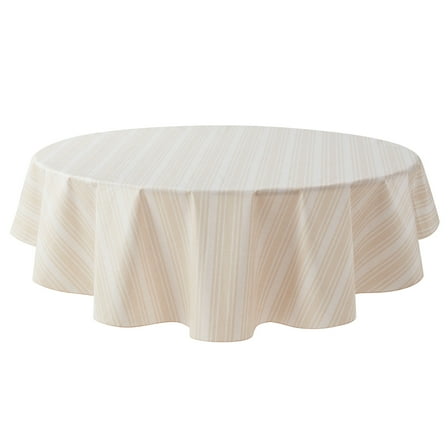 Mainstays Striped Beige PEVA Tablecloth 70" Round