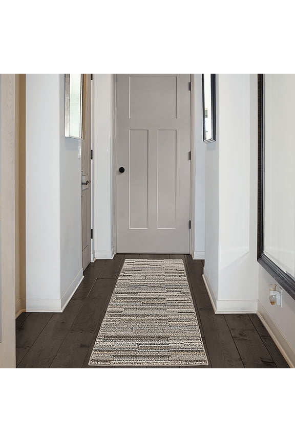 Studio Plush Pixel Tan/Gray Indoor Runner Rug, 22" x 60"