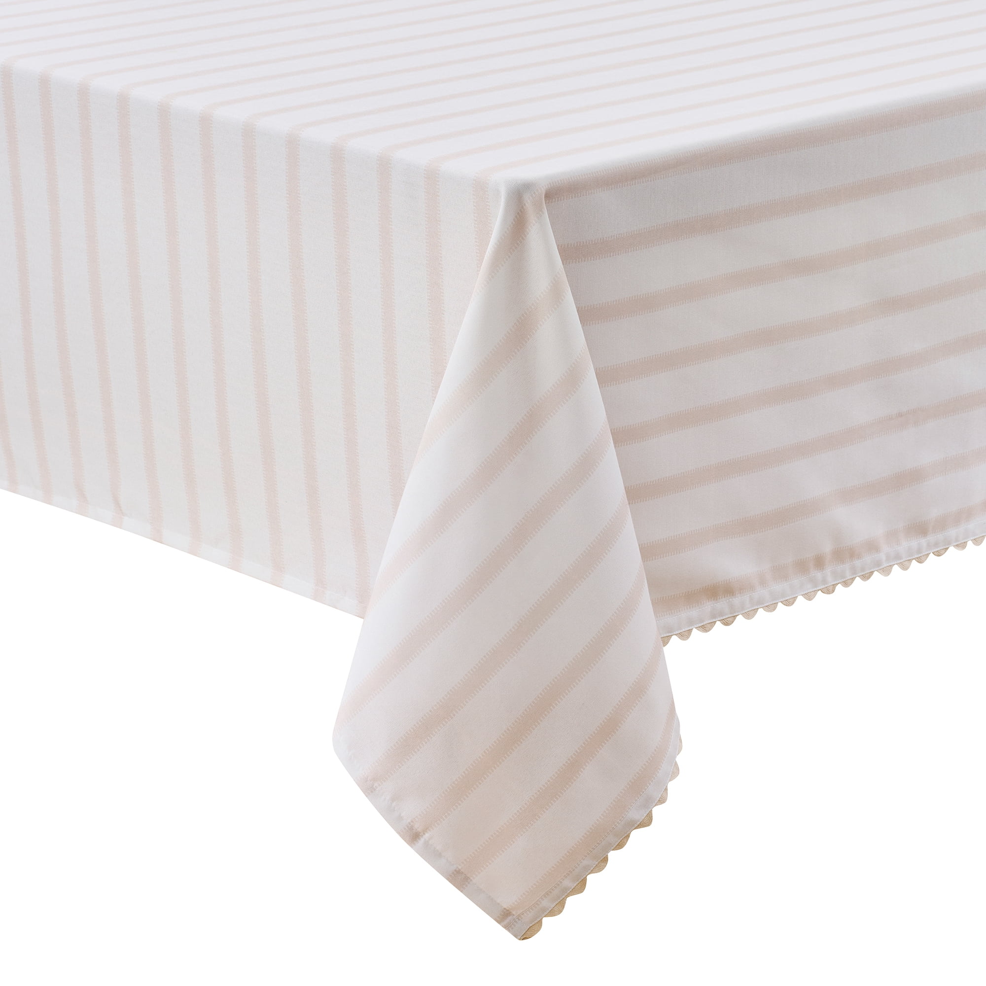 Mainstays by Becky G. & Alejandra Fabric Tablecloth, Beige Stripe, 60" x 102"