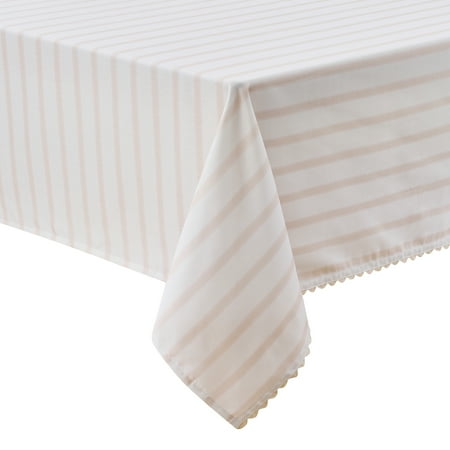 Mainstays by Becky G. & Alejandra Fabric Tablecloth, Beige Stripe, 60" x 102"