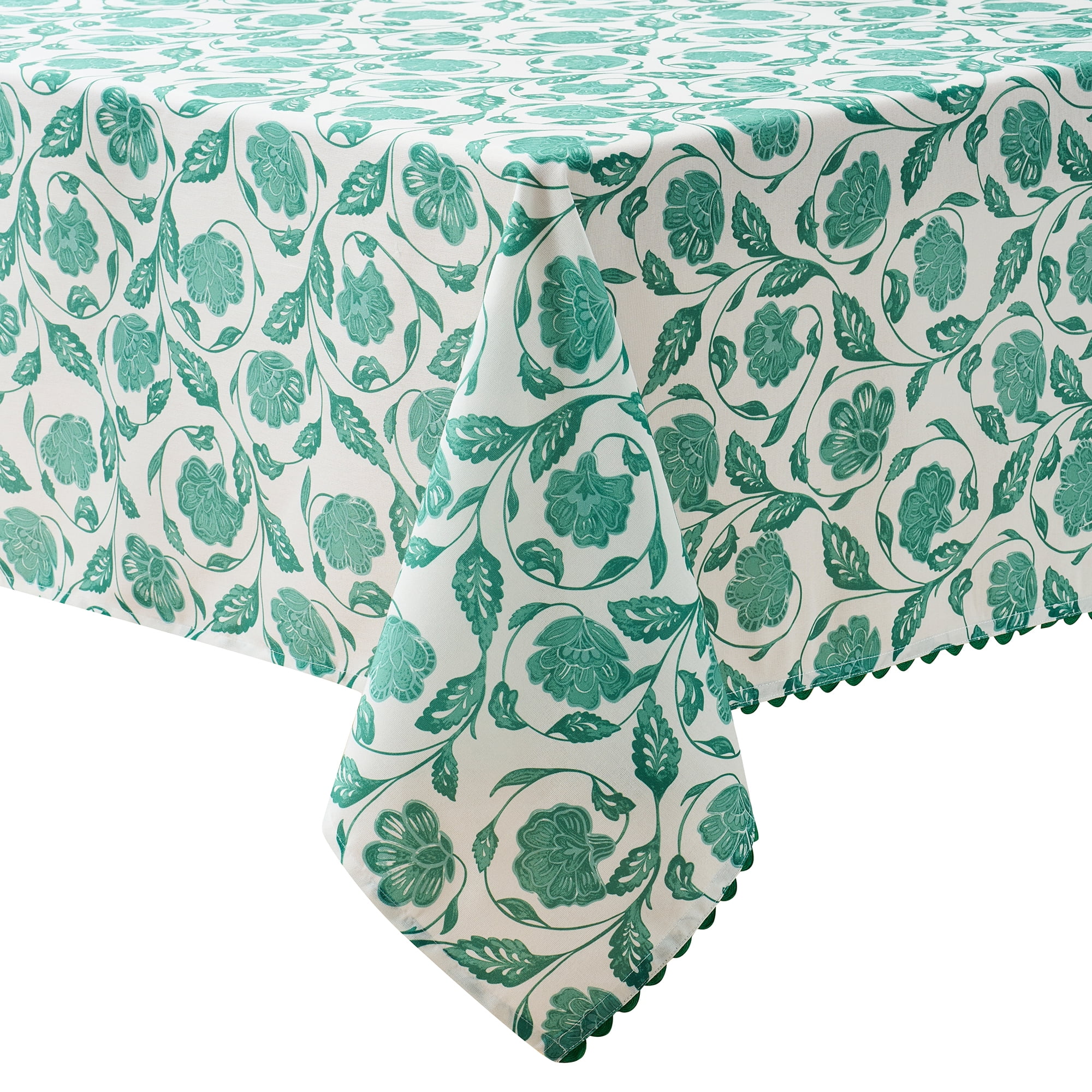 Mainstays by Becky G. & Alejandra Fabric Tablecloth, Green Floral, 60" x 102"