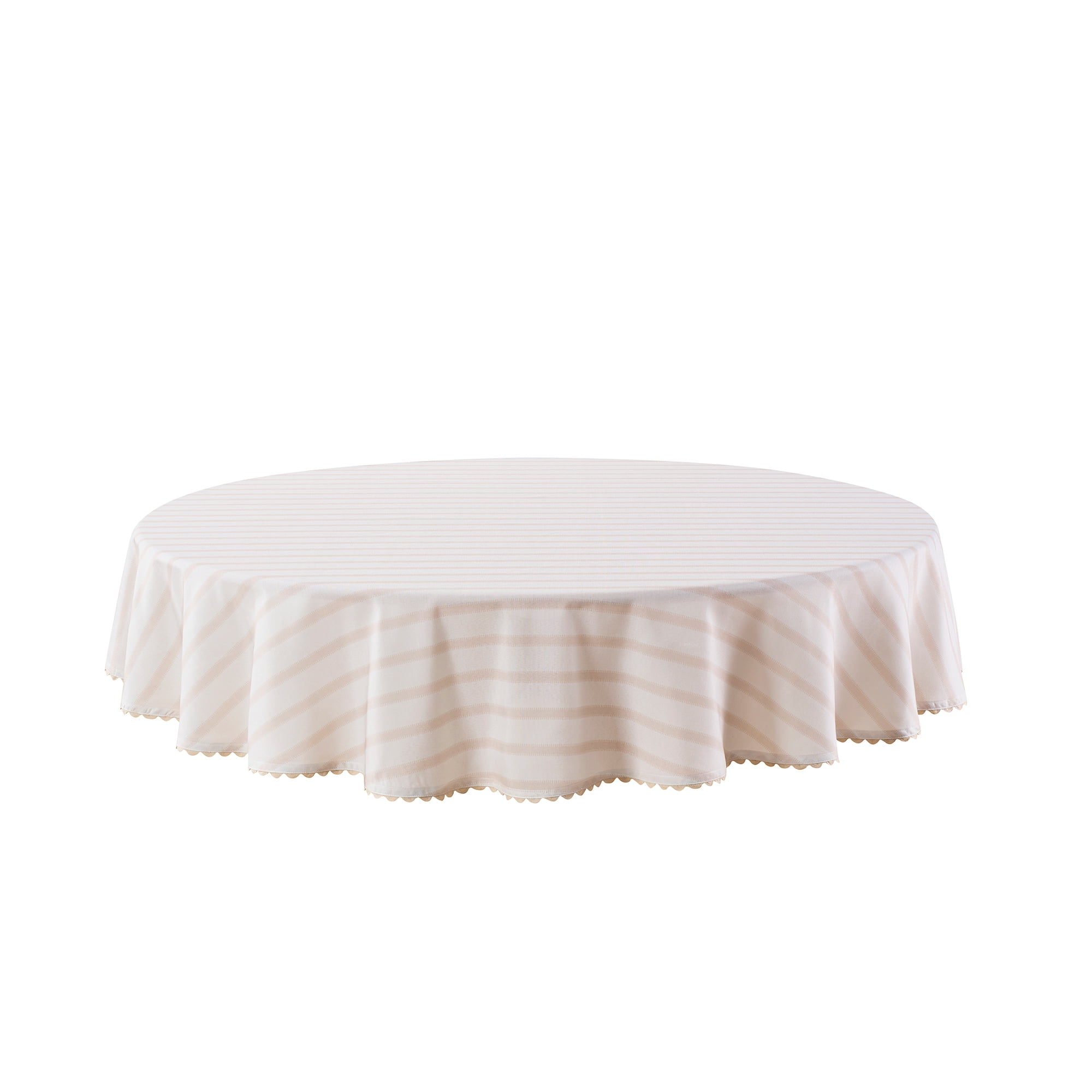 Mainstays by Becky G. & Alejandra Fabric Tablecloth, Beige Stripe, 70" Round