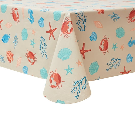 Mainstays Summer Fun Tablecloth, Indoor & Outdoor Table Decoration 60" x 102" - Coastal Beach