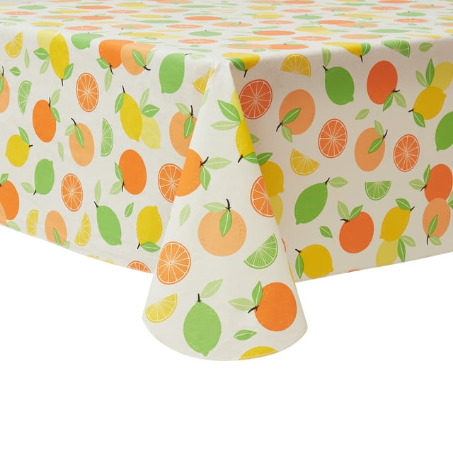 Mainstays Summer Fun Tablecloth, Indoor & Outdoor Table Decoration 60" x 84" - Citrus Fruit