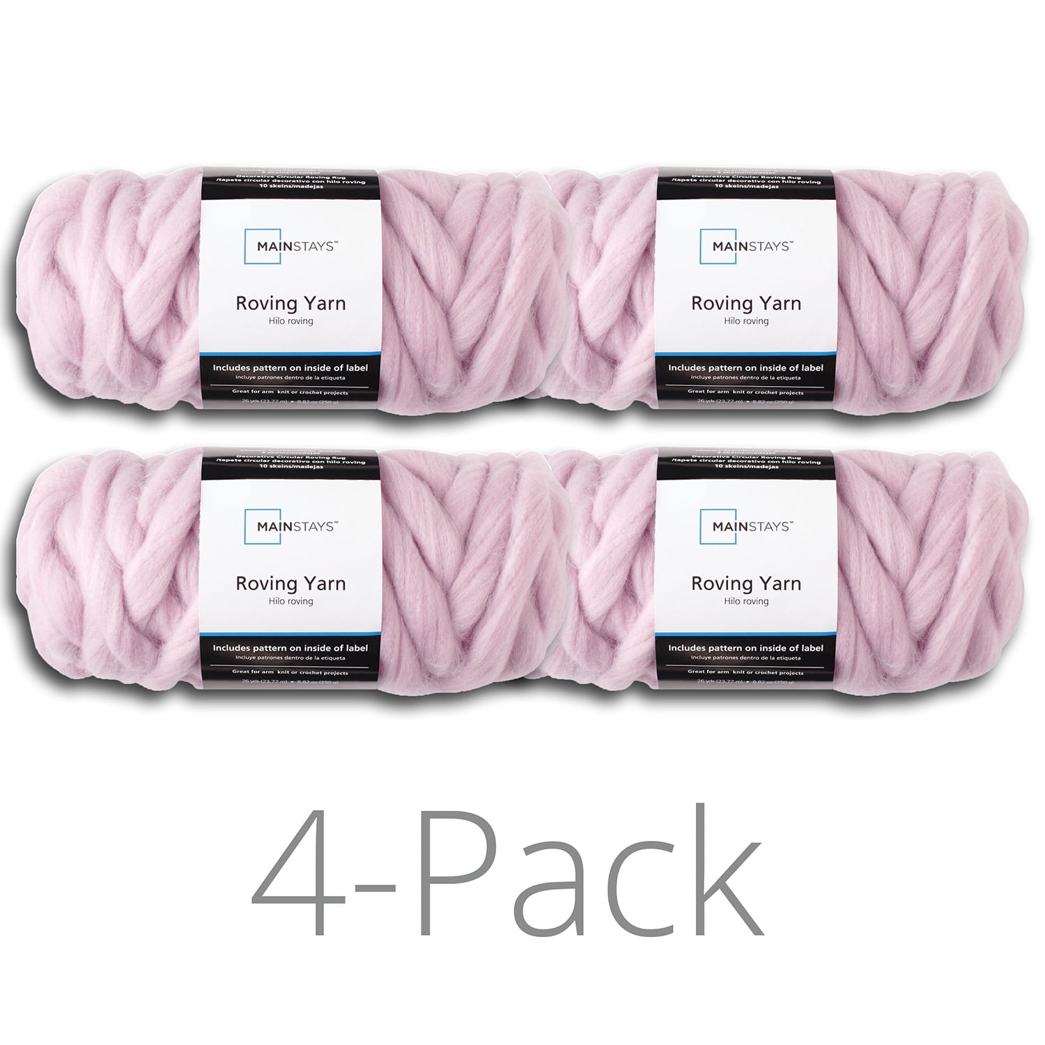 Mainstays Super Bulky Acrylic Mauve Yarn, 26 yd (4 Pack)