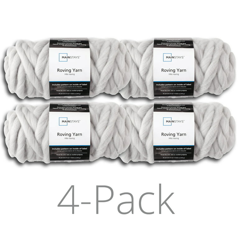 Mainstays Roving Yarn Value Bundle, 100% Acrylic, 26 yd, Soft Silver, Super Bulky, Pack of 12