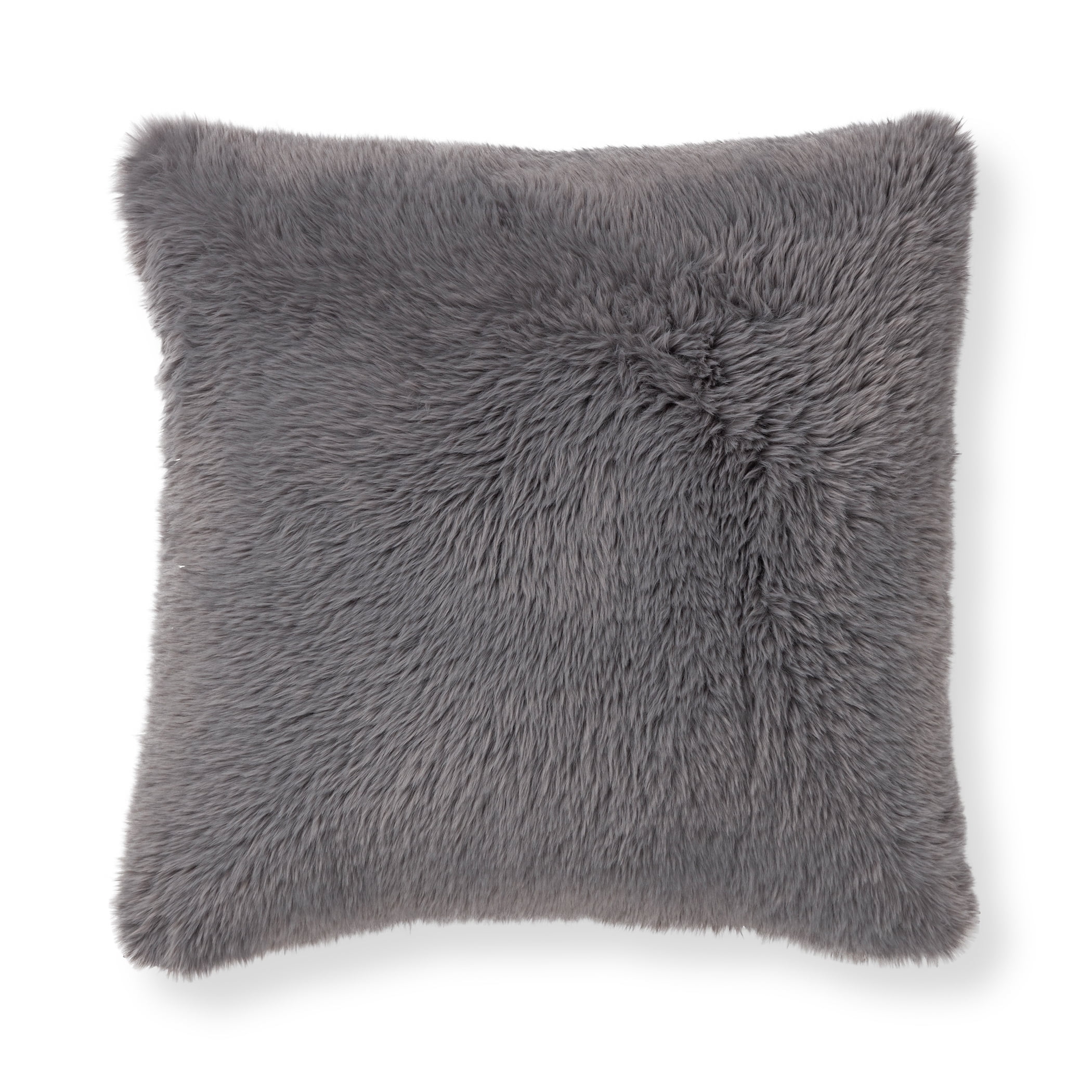 Gray 18 x 18 Square Faux Himalayan Fur Decorative Throw Pillow