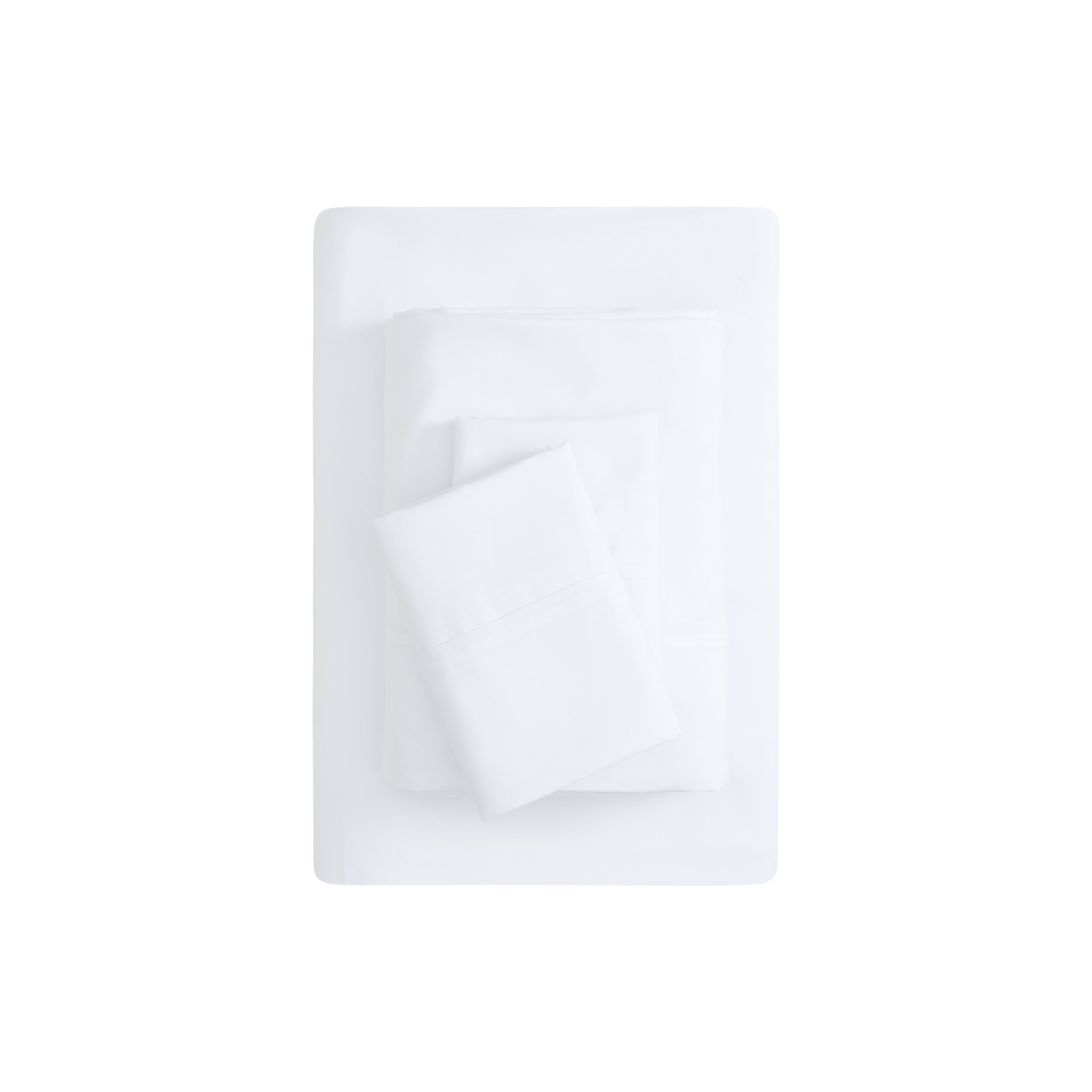 Mainstays Super Soft Brushed Microfiber Bed Sheet Set, Arctic White, California King, 4 Piece