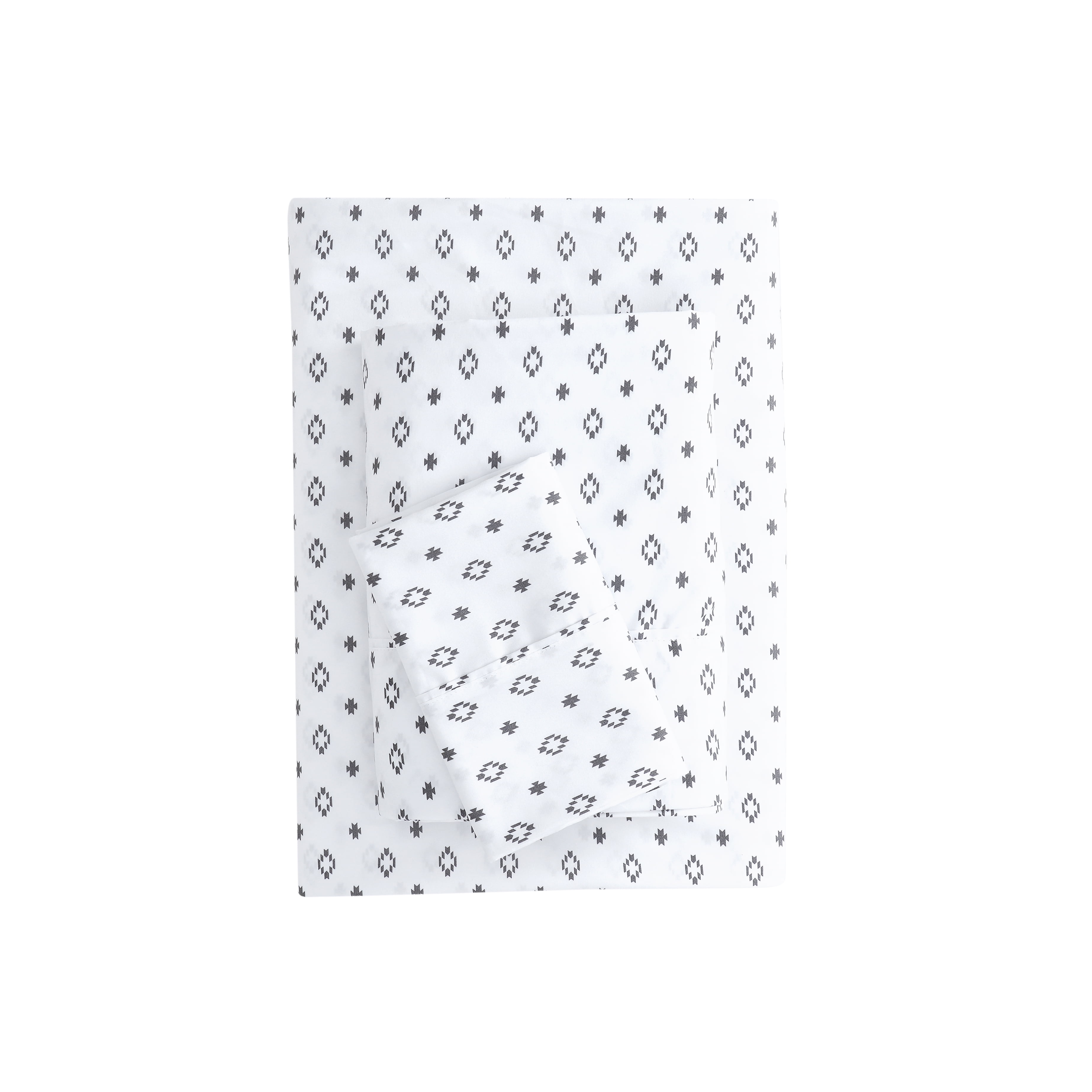 Mainstays Super Soft Brushed Microfiber Bed Sheet Set, Black & White Diamond, Twin-XL, 3 Piece