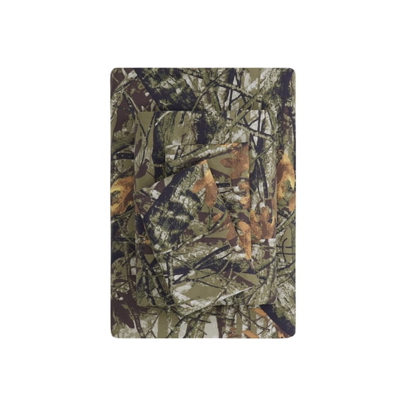 Mainstays Super Soft Brushed Microfiber Bed Sheet Set, Camo, Full, 4 Piece