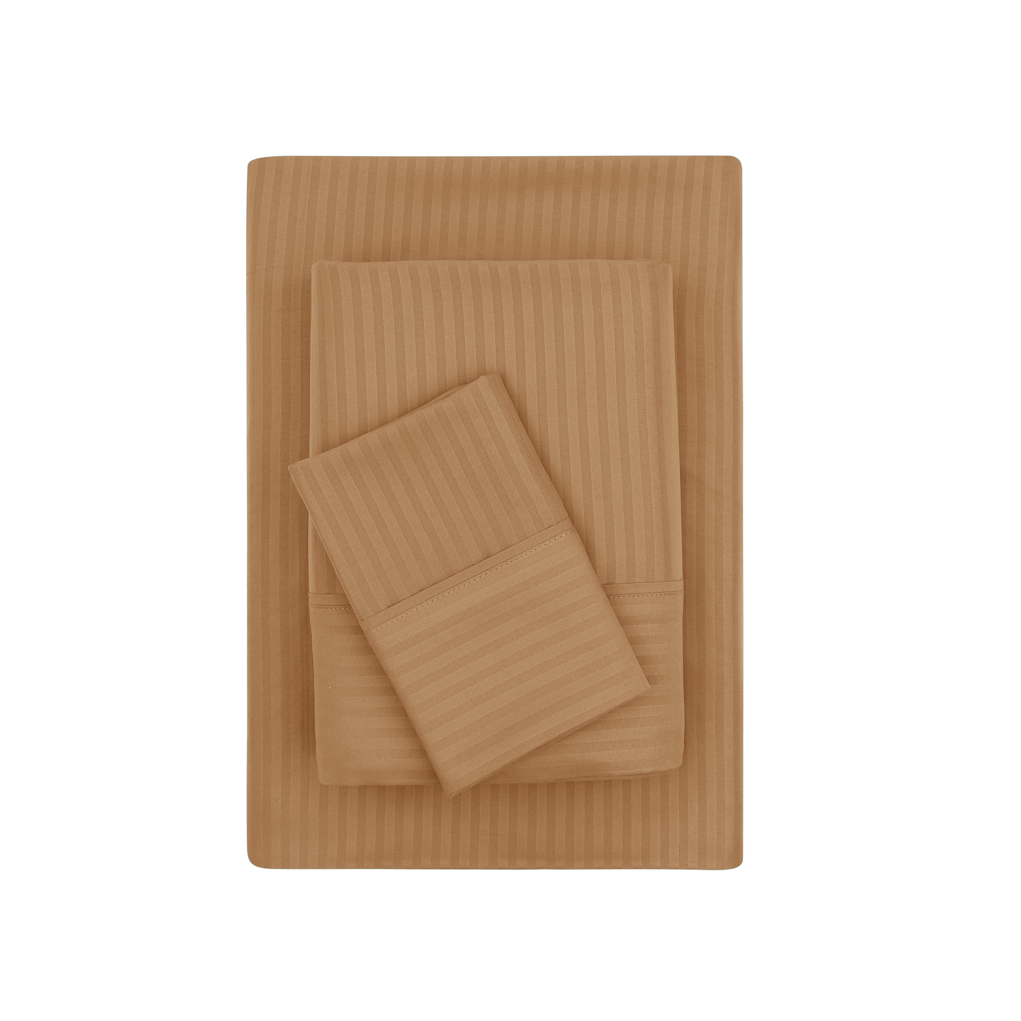Mainstays Super Soft Brushed Microfiber Bed Sheet Set, Caramel Brown Embossed Stripe, Twin-XL, 3 Piece