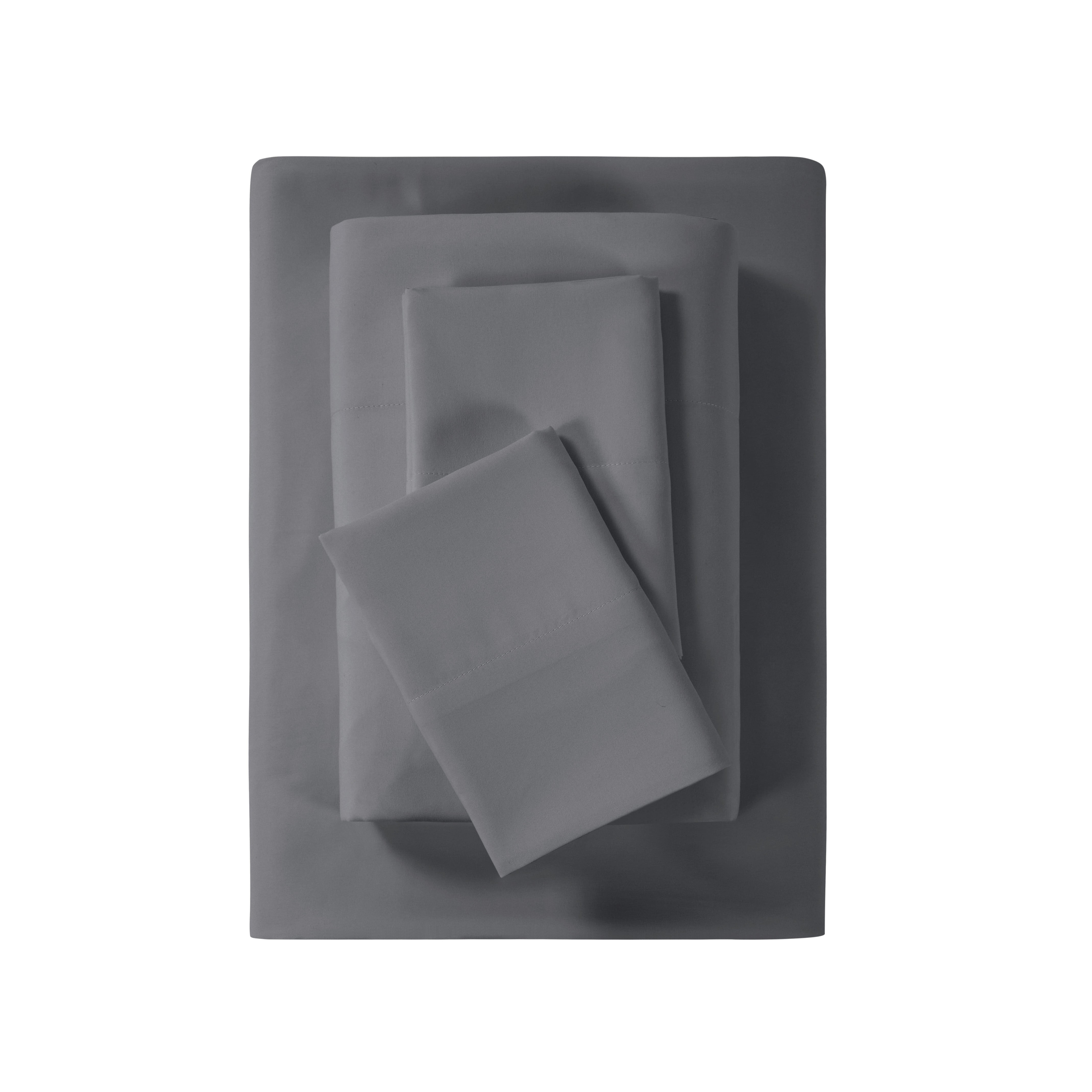 Mainstays Super Soft Brushed Microfiber Bed Sheet Set, Full, Soothing Gray, 4 Piece
