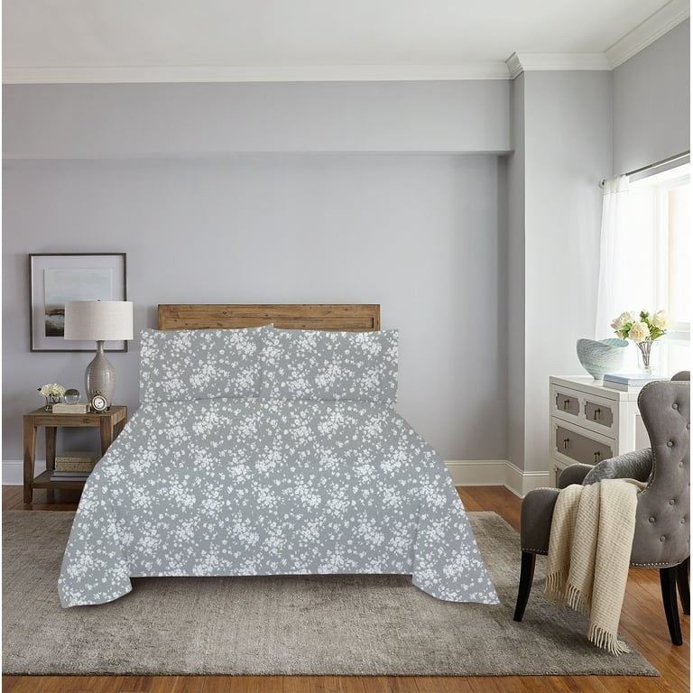 ◆フィスバ◆シーツ◆184×284cm◆グレー◆L-2506WE10◆ Mainstays Super Soft Microfiber Bed Sheet Set Full Gray