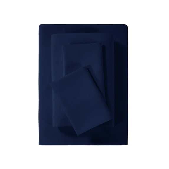 Mainstays Super Soft Brushed Microfiber Bed Sheet Set, Full, Navy, 4 Piece