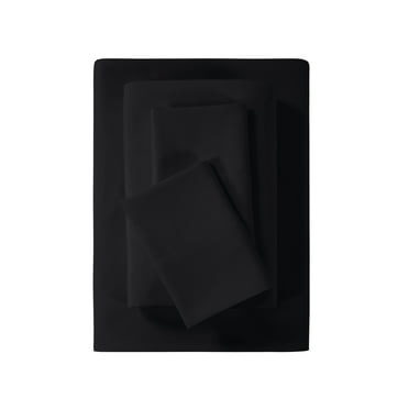 Mainstays Super Soft Brushed Microfiber Bed Sheet Set, Full, Rich Black, 4 Piece