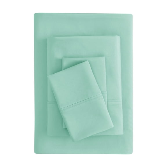 Mainstays Super Soft Brushed Microfiber Bed Sheet Set, Green Mint, King, 4 Piece