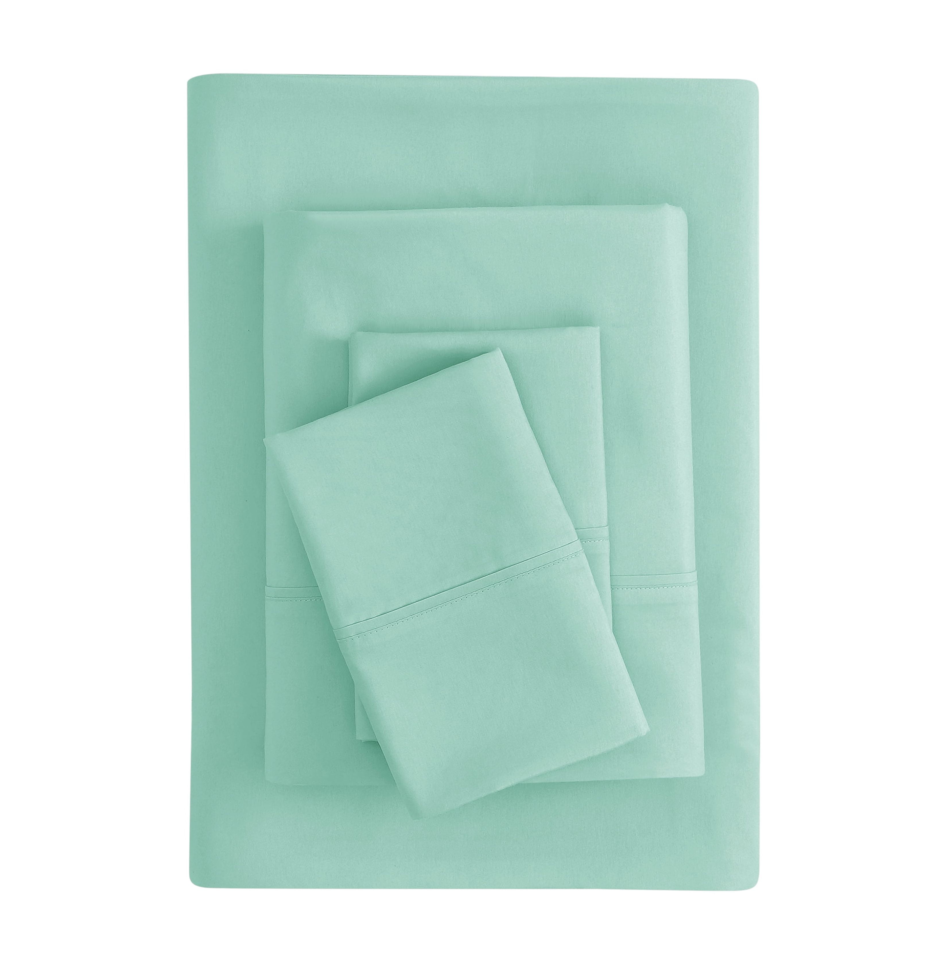 Mainstays Super Soft Brushed Microfiber Bed Sheet Set, Green Mint, Queen, 4 Piece